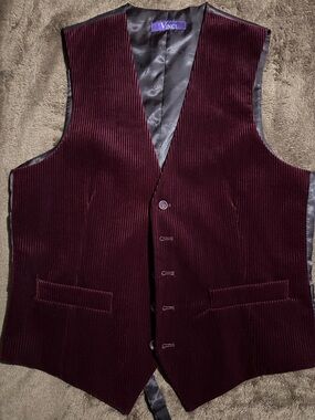 VINCI Men's Burgundy Corduroy Vest